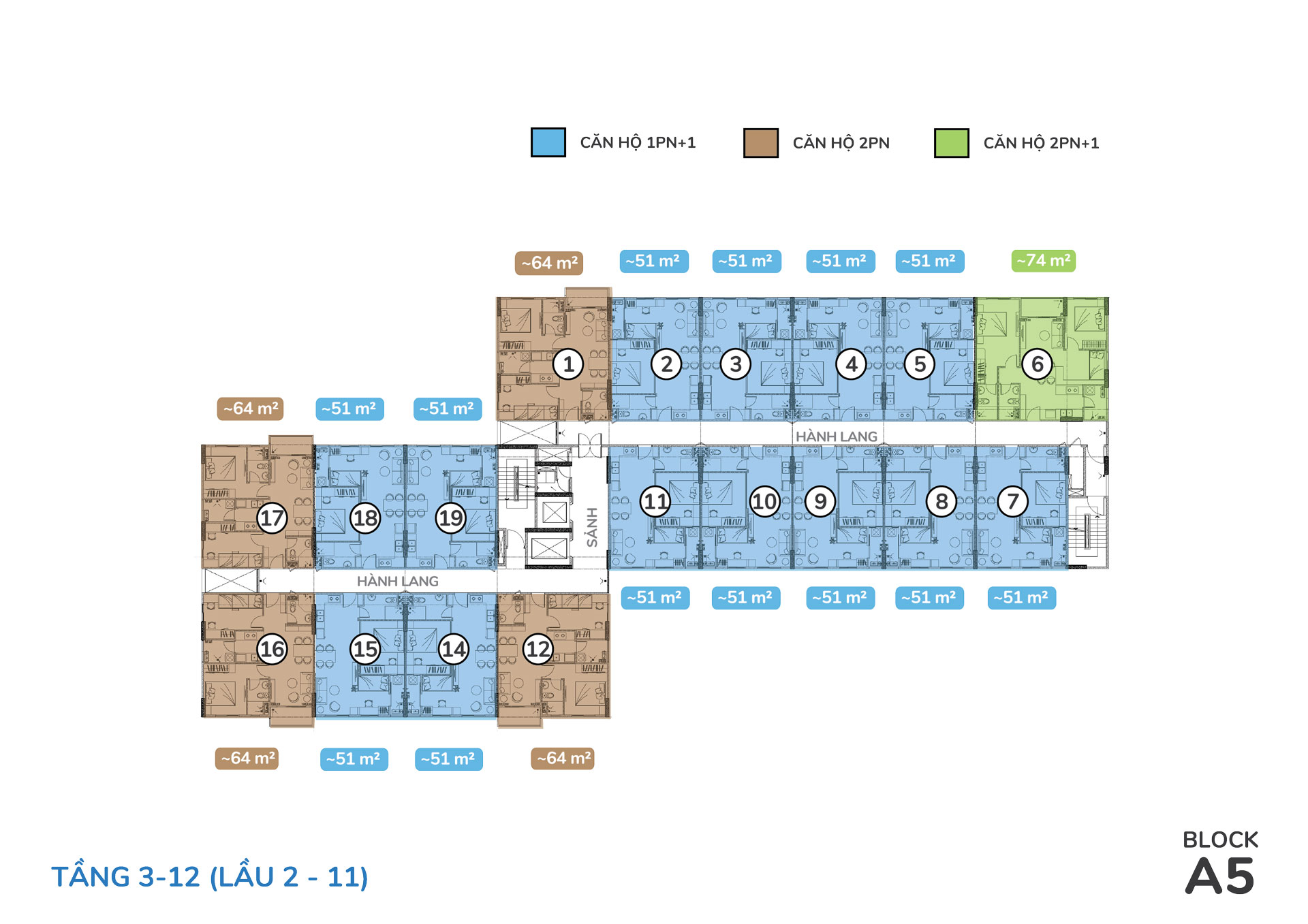 Mặt bằng block A5 tầng 3-12